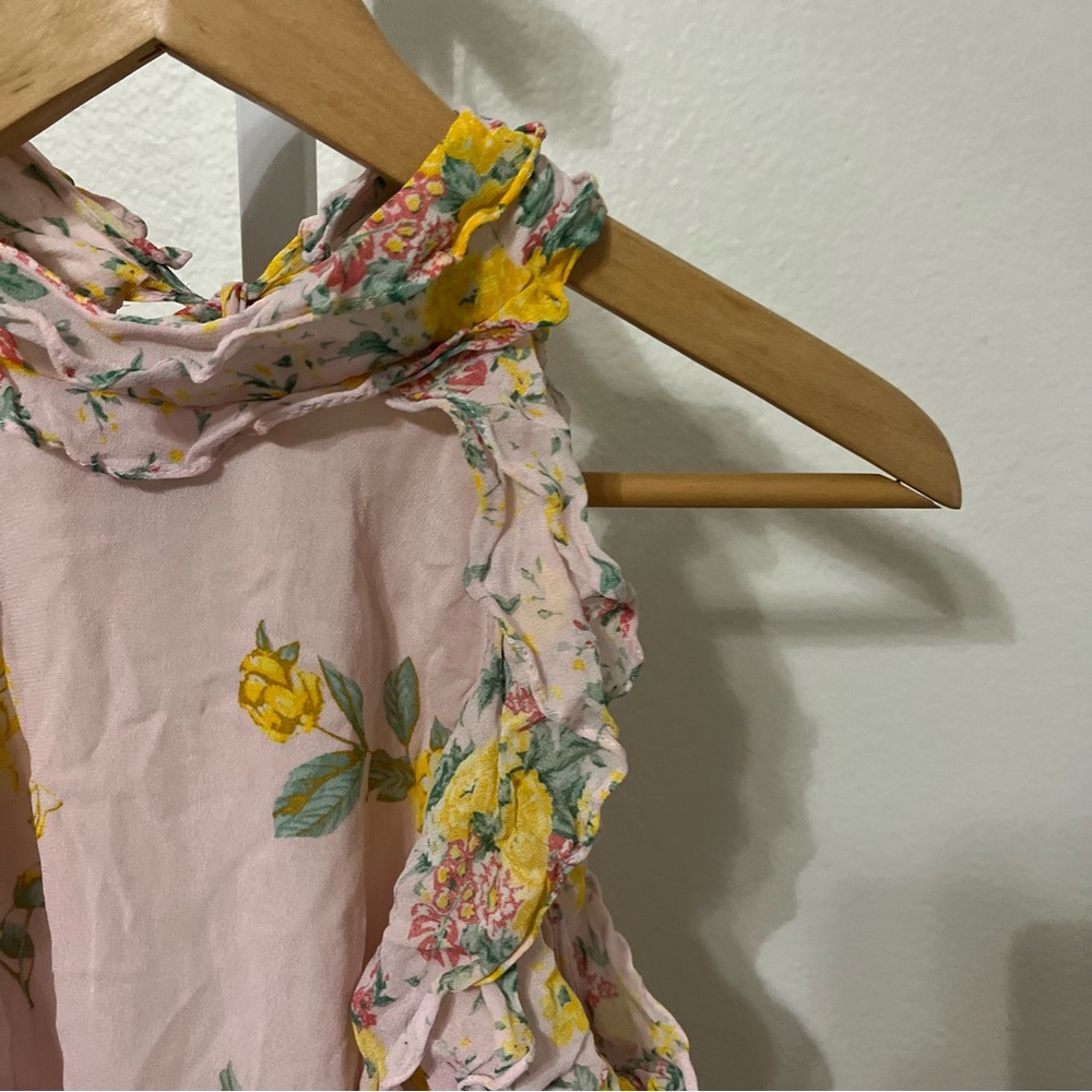 Zara Boho Floral Flowy Halter Top Blouse Pink Medium Prairie Cottage Core - Picture 8 of 15